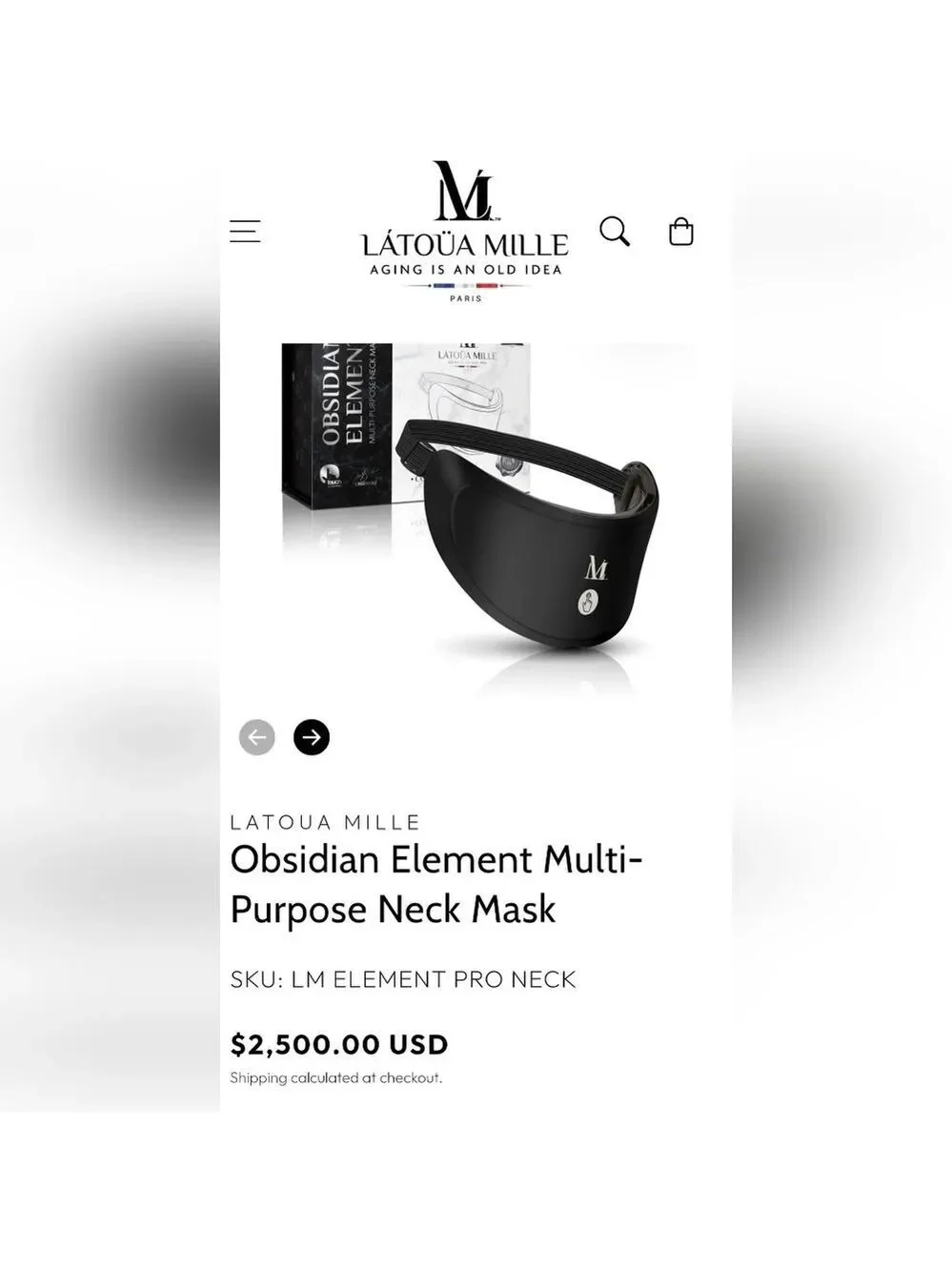 Latoua Mille Obsidian Element Multi-Purpose Neck Mask Anti-Aging Device - Sealed